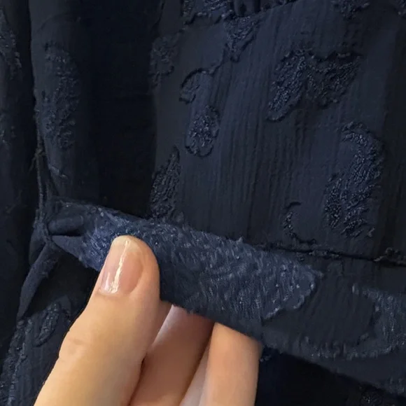 Women’s Navy Blue Long Sleeve Ruffle Dress - Picture 7 of 10